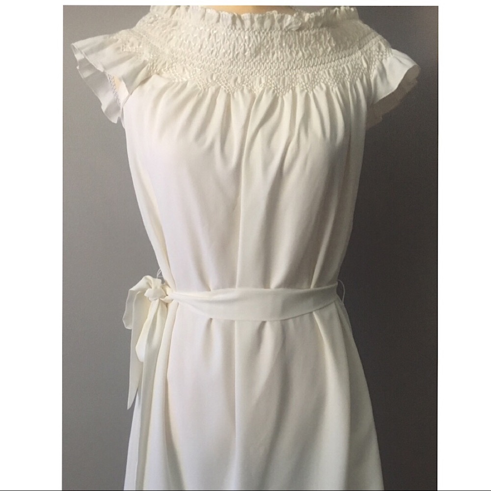Lands End White MIDI Dress